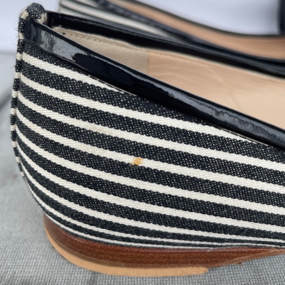 Chanel Striped Cloth Ballet Flats - Black and Beige - Picture 7 of 9